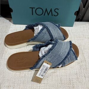 TOMS Mae Crossover Denim Slides